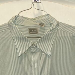 L.L. Bean Cotton Shirt - pale green stripes - XL